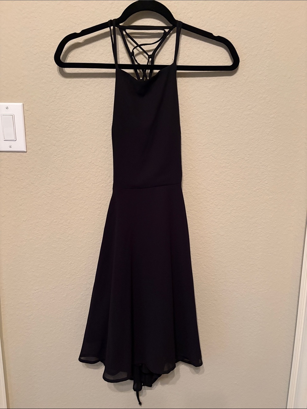 Black Strappy Halter Fit & Flare Dress
